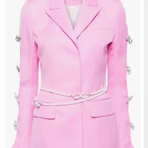 NWT $1215 MACH & MACH Crystal-Embellished Bows Wool Blazer MiniDress Size: 36